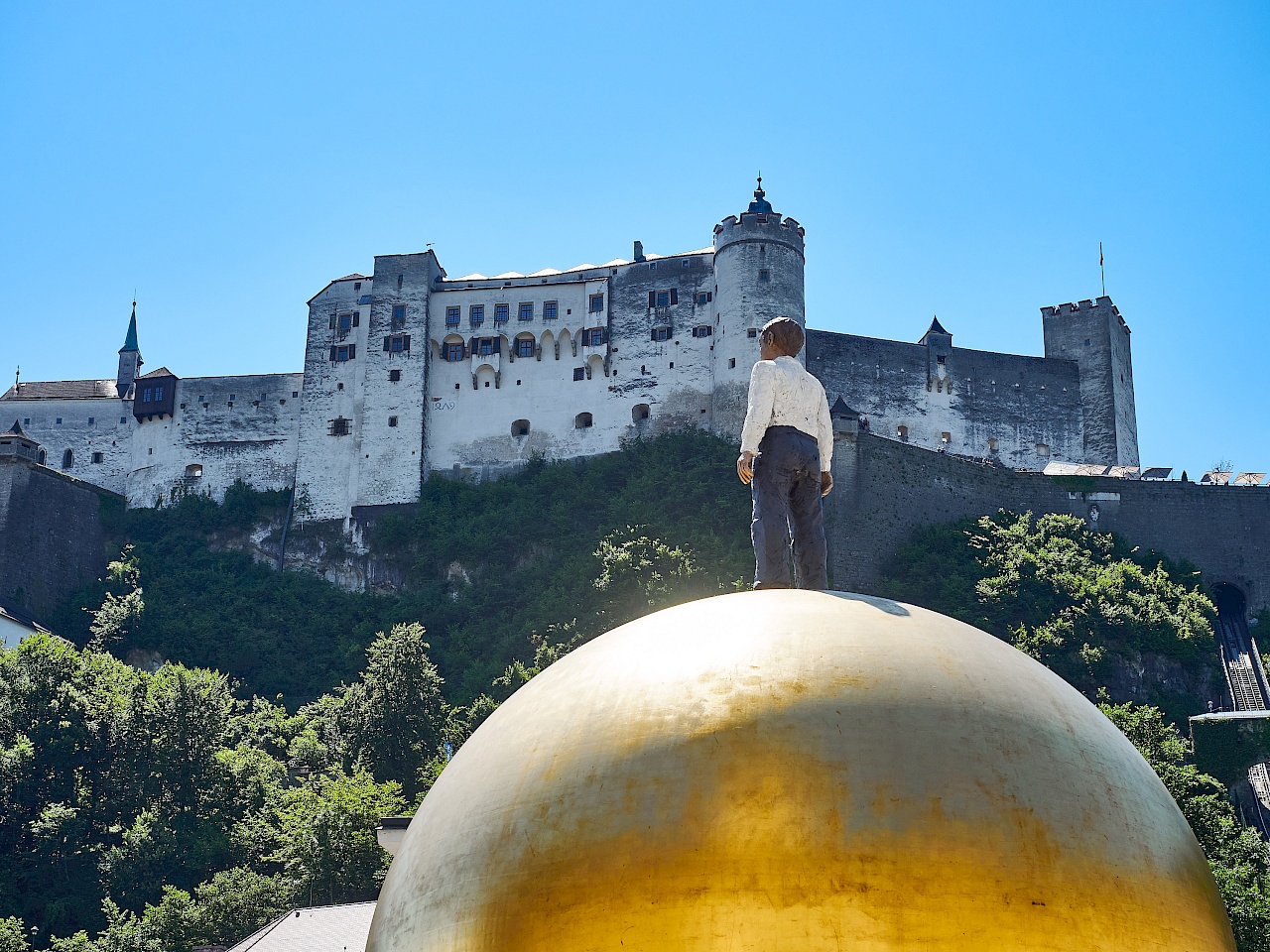 Blick vom Kapitelplatz auf die Festung Hohensalzburg