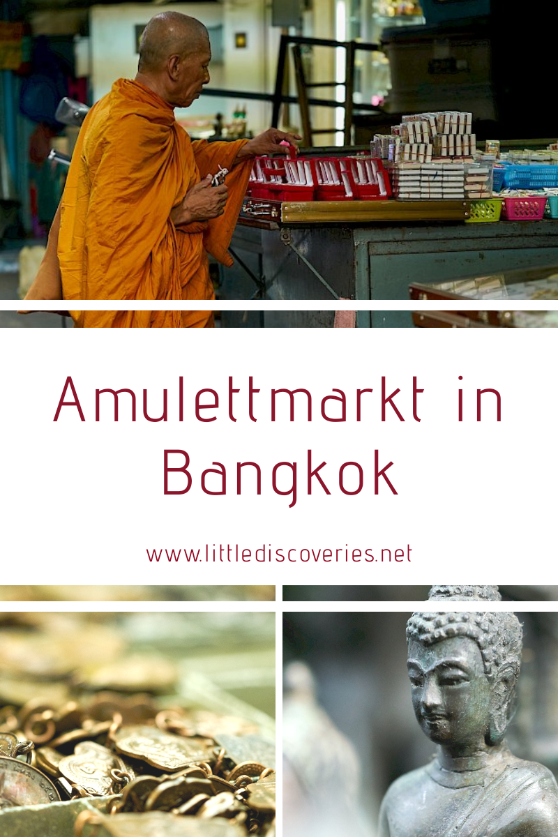 Pin für den Artikel zum Amulettmarkt in Bangkok für Pinterest