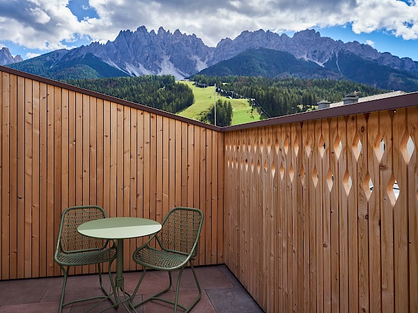 Blick von unserer Terrasse im Atto Suites & Cuisine in Innichen (Südtirol)