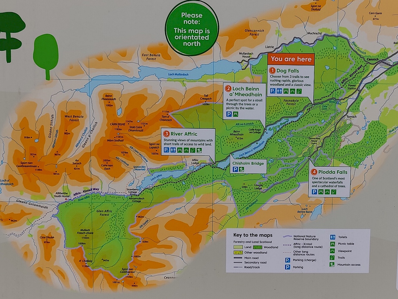 Karte zu wanderungen im Glen Affric Nature Reserve